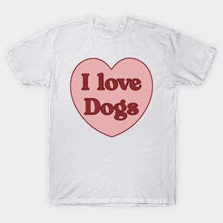 I love dogs heart aesthetic dollette coquette pink red T-Shirt